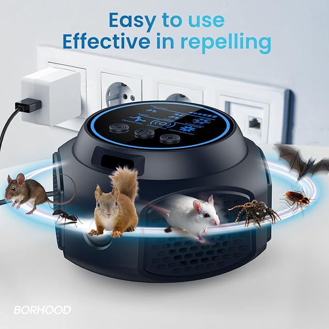 2 Pack Ultrasonic Pest Repellent Plug in, Indoor Pest Rodent Control for Mouse Mice Rat Squirrel Bat Roach Spider Ant Bug, Electronic Repelling Device Mouse Traps
