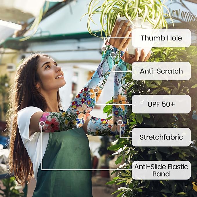 Gardening Sleeves Farm Sun Protection Arm Cooling Sleeves Thorn Proof Garden for Women Men with Thumb Hole