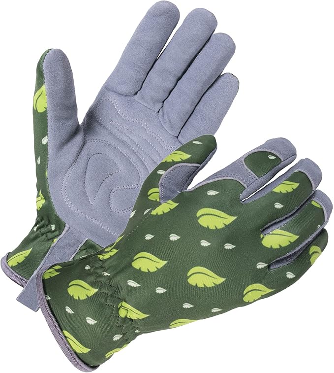 SKYDEER Premium Genuine Deerskin Suede Women's Gardening Gloves, Ultra-Soft Padded, Comfort Fit for Work (SD6615/L)