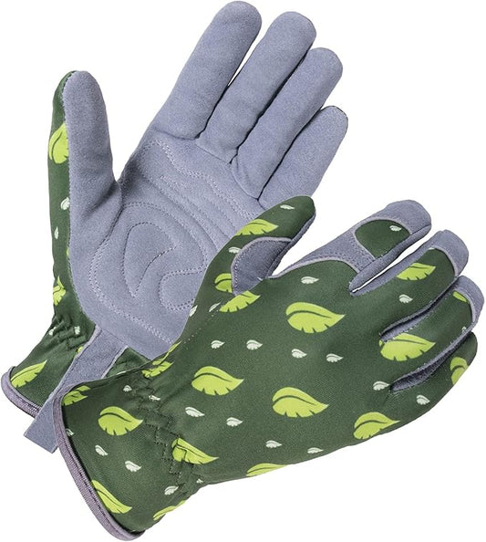 SKYDEER Premium Genuine Deerskin Suede Women's Gardening Gloves, Ultra-Soft Padded, Comfort Fit for Work (SD6615/L)