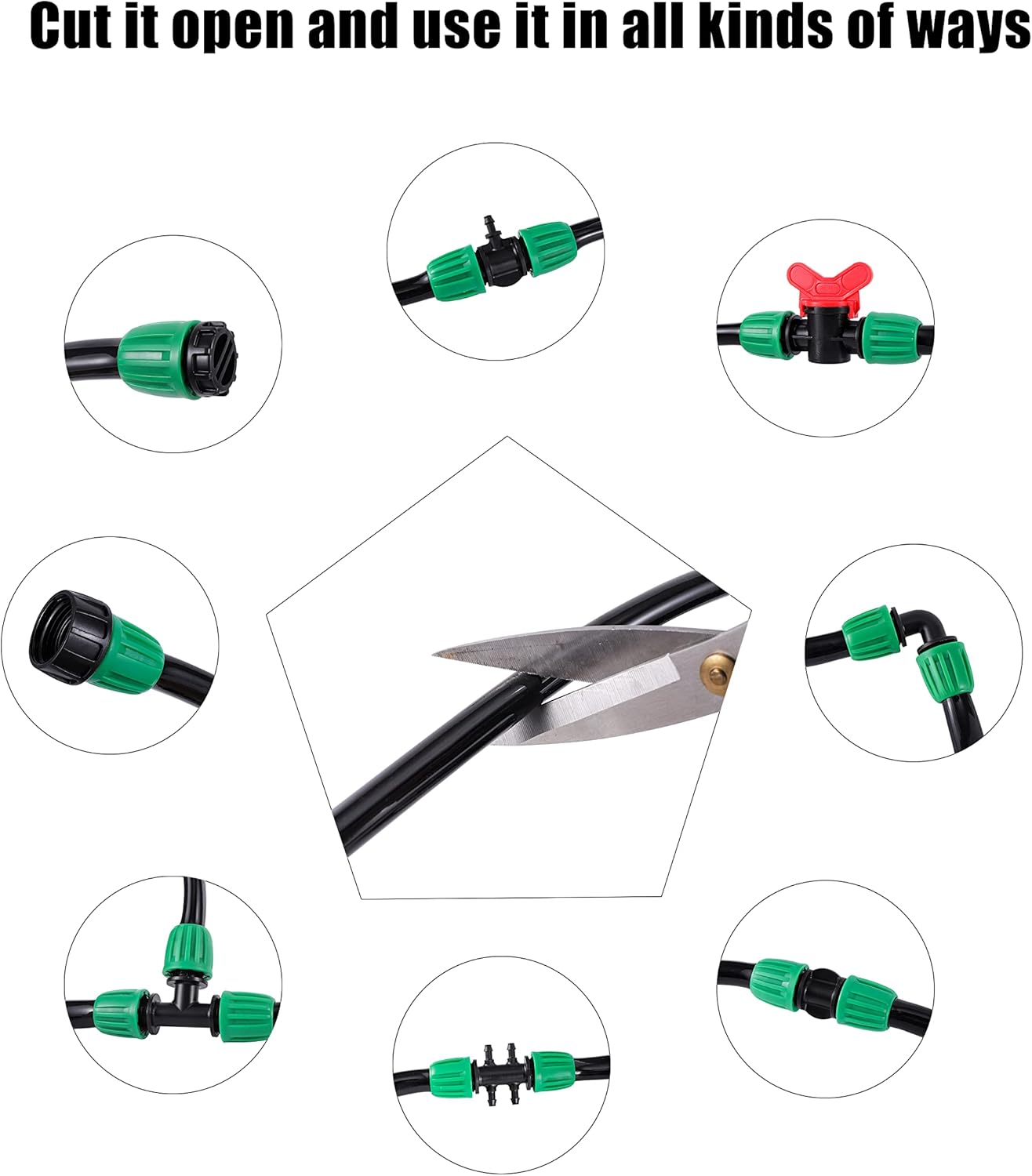 52 FT 1/2”PVC Garden Irrigation Tubing Hose(OD:16mm,ID:12mm),1/2 inch Drip Irrigation Tubing Main Line Hose Tube with Drip Irrigation Fitting Connector for Garden Watering Drip Irrigation System