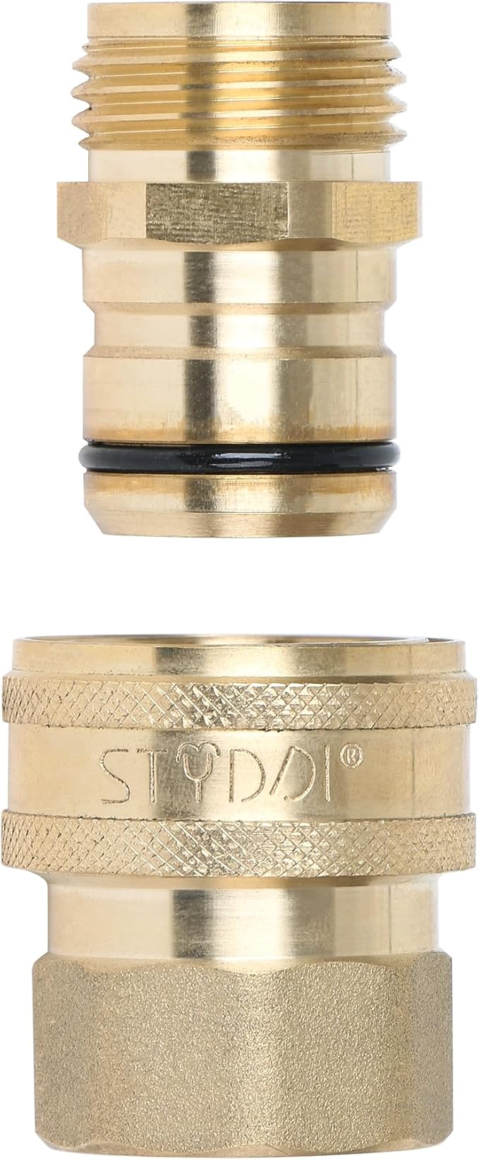 STYDDI 3/4-inch Full Flow Super Heavy Duty Hose Quick Connect Fittings, Lead-Free Brass Full Port Garden Hose Quick Connector Coupler, 3/4” GHT High-Volume Hose Quick Release Adapter Set