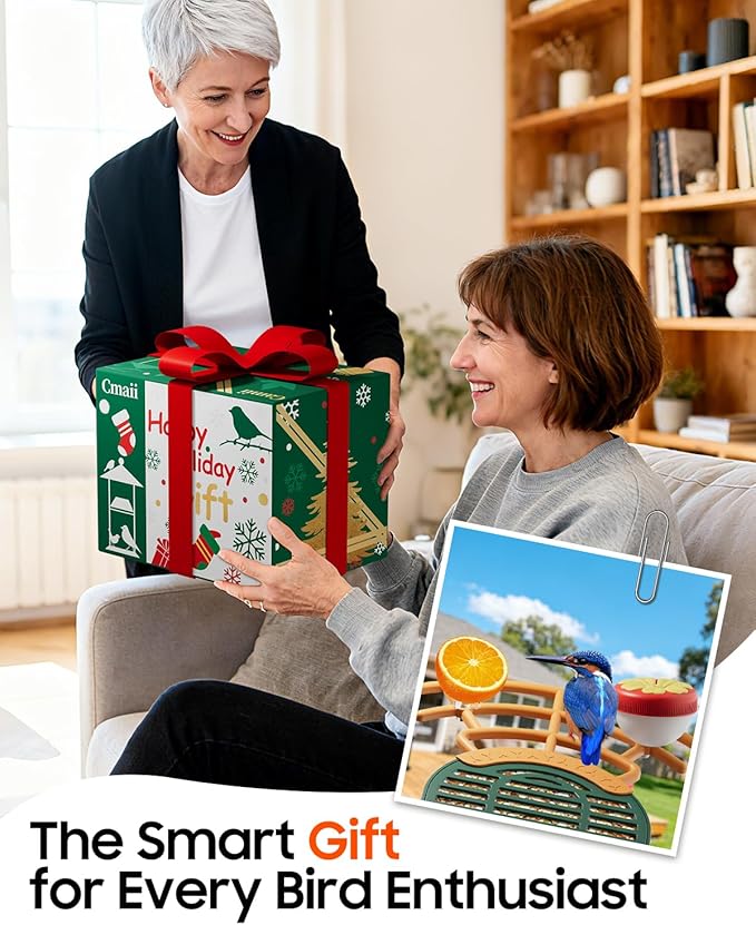 Camii Bird Feeder with Camera, Smart Birdfeeder with AI Identify Birds Species, 2K HD, Solar Powered, Night Vision, Real-Time Alert, IP66 Waterproof for Backyard Bird Watching Enthusiasts (Dark Green)