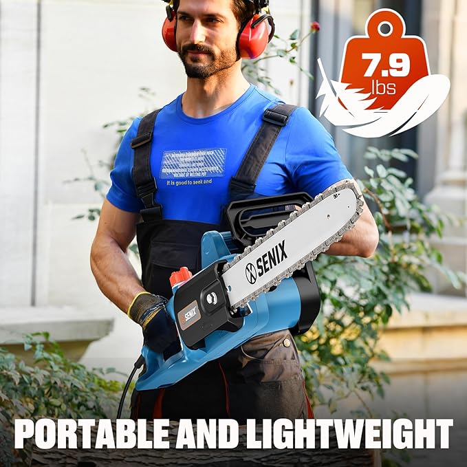 SENIX Electric Chainsaw, 14" Corded Chainsaw,10 Amp Chain Saw for Wood Cutting, Tree Trimming, Garden Tool for Pruning, Branch Cutting, Yard, Fathers Day Gift for Men,Gardener, CSE10-L