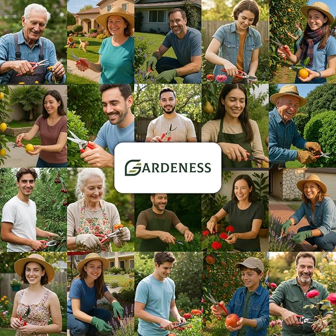 Gardeness 12 PCS Straight SK5 Steel Pruning Shear Garden Scissor Flower Leaf Trimmer Floral Fruits Picking Ultra Sharp Gardening Snips Bonsai Cutter Durable Effort-saving Clippers, Hand Pruners