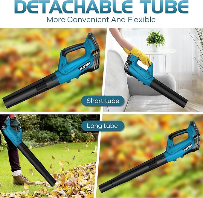 Leaf Blower, Electric Cordless Leaf Blower with 2 Batteries and Charger, 2 Speed Mode, Lightweight Leaf Blowers for Blowing Leaves, Lawn Care, Patio Cleaning and Dust