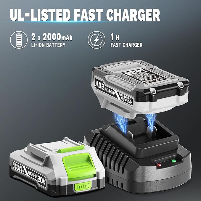 Cordless String Trimmer + Leaf Blower + Hedge Trimmer Combo 20V Ultra-Lightweight Garden Tool Set, 400 CFM Electric Blower & 18-Inch Bush Trimmers & 12-Inch Weed Wacker with Battery & Charger