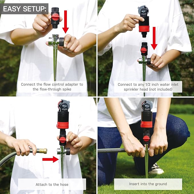 Eden 96998 1/2 Inch Zinc Flow-Through Lawn Sprinkler Spike Base (3-Pack); Sprinkler Heads Sold Separately