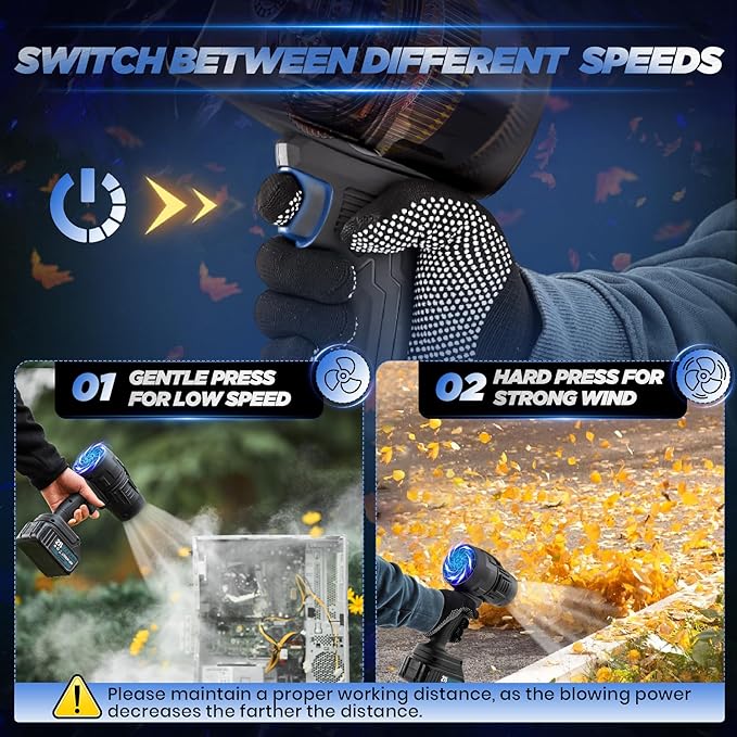 Saker Cordless Leaf Blower Portable Dust Cleaner Handheld Lightweight Blowers 180000 RPM with Adjustable Speed for Patio Cleaning, Drying,Camping Gifts 2 Batteries BF170 Black