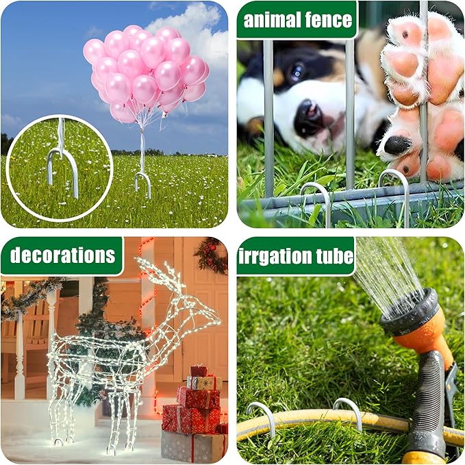 200 Pack Garden Stakes 6 Inch U-Shaped Drip Irrigation Stakes Galvanized Landscape Staples Garden Pins Ground Stakes for Soaker Hose Drip Line Tubing Yard Lawn Staples