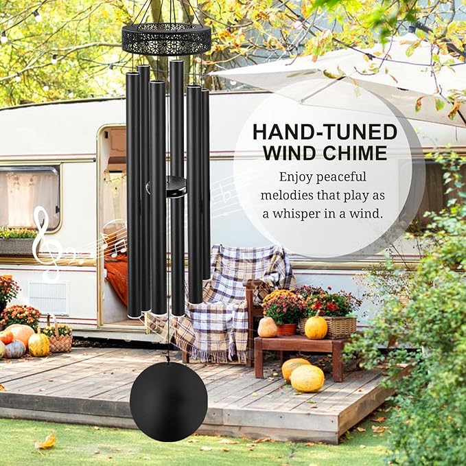 ASTARIN 48'' Wind Chimes for Outside Deep Tone - Large Windchimes with 6 Heavy Tubes, Outdoor Memorial Chimes Outdoor for Garden Hanging Décor,Sympathy Gifts,Black