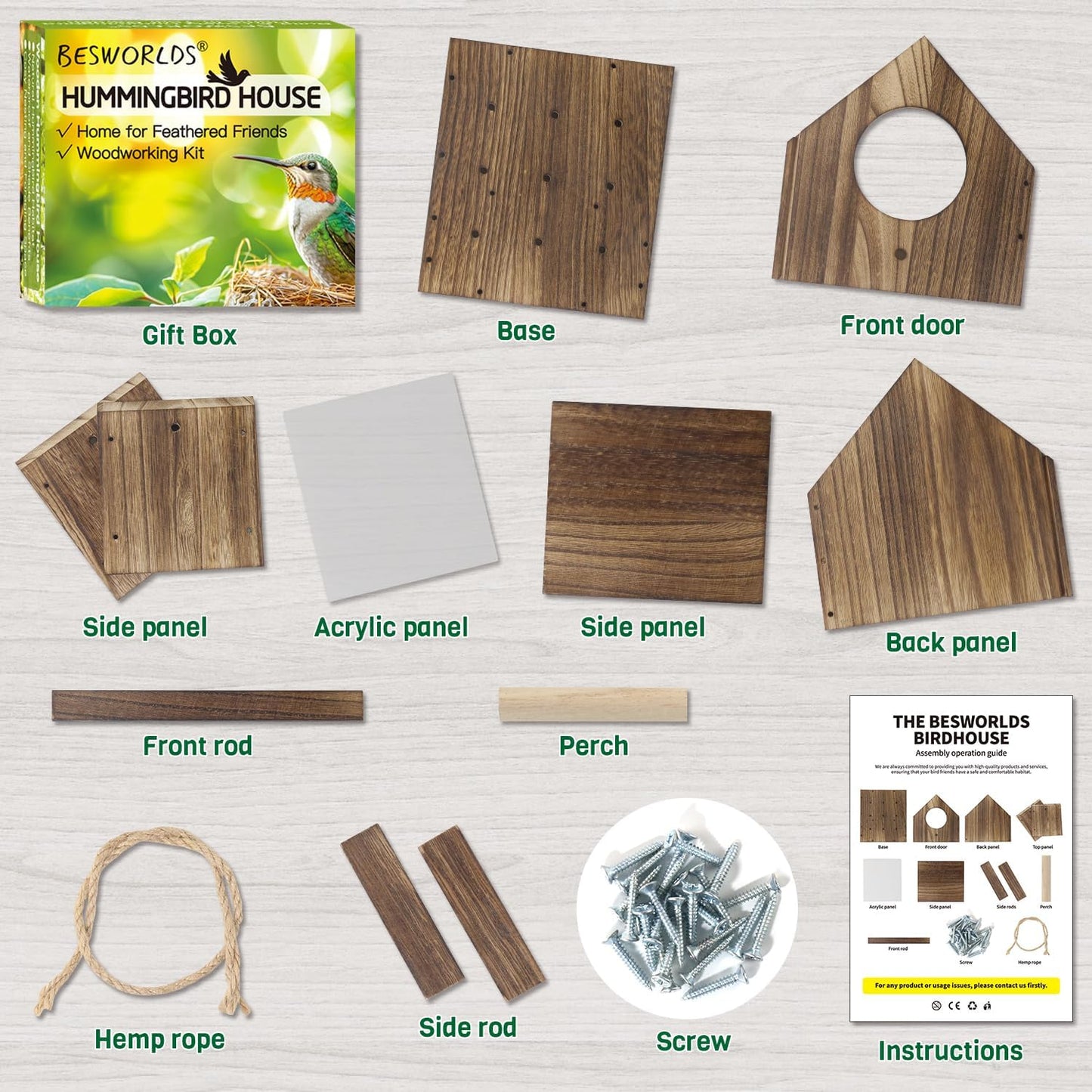 Hummingbird House for Outside Hanging, Wooden Hummingbird Gifts Nest, Ideal Birdhouses for Outdoors, Hummingbird Gifts for Garden Lovers, Great Home Decoration