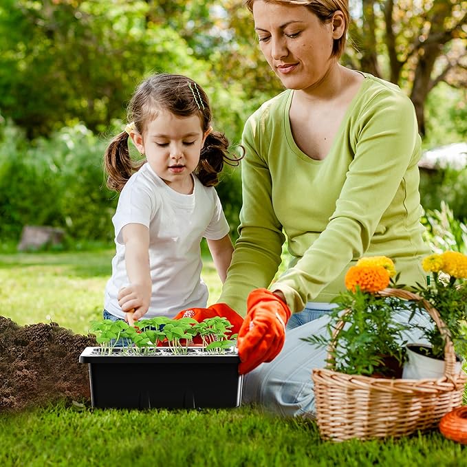 MIXC 10 Packs Seed Starter Tray Seed Starter Kit with Humidity Dome (120 Cells Total Tray) Seed Starting Trays Plant Starter Kit and Base Mini Greenhouse Germination Kit for Seeds Growing Starting