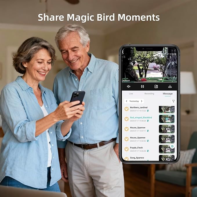 Bird Feeder with Camera, Smart Bird Cam with AI Identify BirdSpecies, Auto Record BirdVideo, Instant Notifications, 2K Video Live Stream Camera with Solar Panel for Birds Lover (Green)