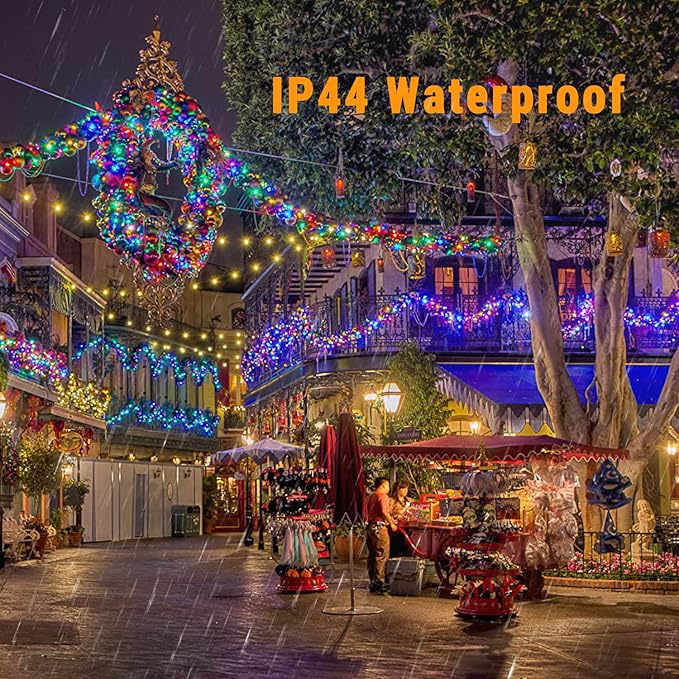 Brizled Colored Christmas Lights, 78.74ft 240 LED String Lights, Plug-in Connectable, 8 Modes Waterproof for Indoor/Outdoor Xmas Party & Decor