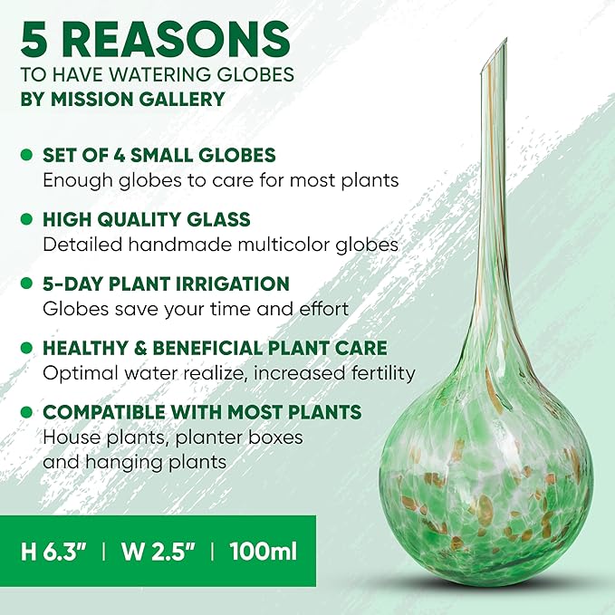 Plant Watering Globes Set of 4 - Small Self Watering Globes for Indoor & Outdoor Plants - Multicolored, Automatic, Glass Watering Bulbs for Daily Use, Plant Watering Devices