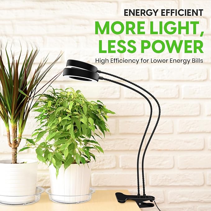 OSANI 24" Gooseneck Long Arm Grow Light, 48" Wide Coverage, 6000K Full Spectrum LED Grow Lights for Indoor Plants with Red Blue LEDs, 10-Level Dimmable, Auto Timer, USB & Adapter, Grow Lights Indoor