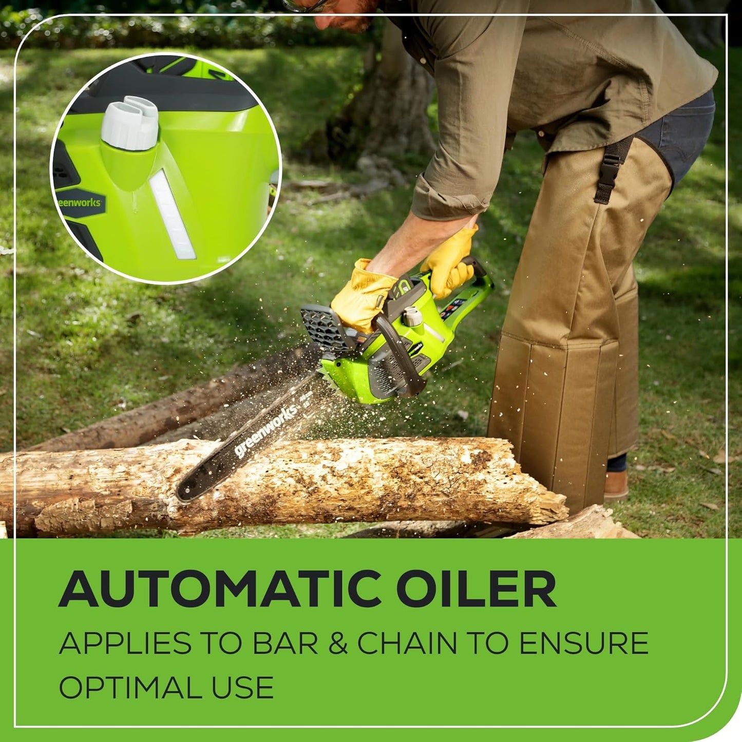 Greenworks 40V 16" Brushless Cordless Chainsaw, 4.0Ah Battery and Charger Included