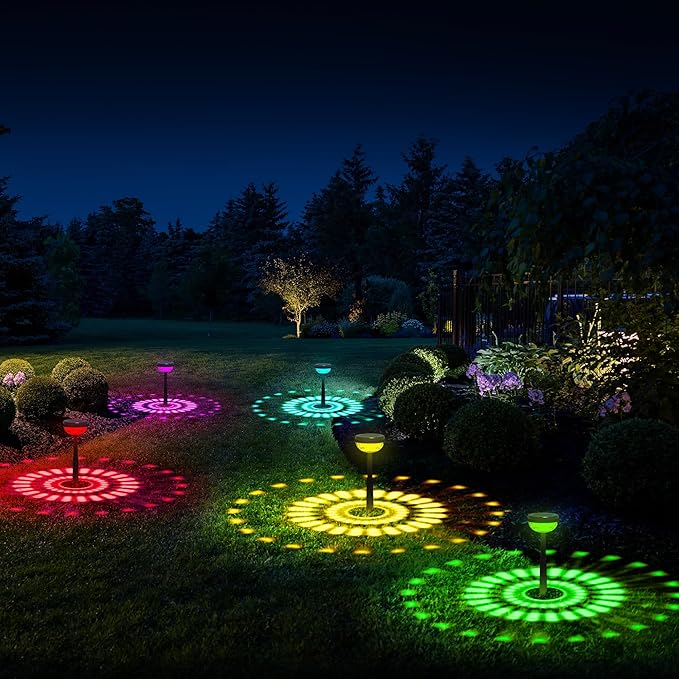 Ensenior Color Changing Solar Lights Outdoor, Auto ON/Off 3000K White Light & RGB LED Solar Garden Lights for Pathway, Yard, Patio, Waterproof, Energy-Efficient Landscape Lighting, 10-Pack