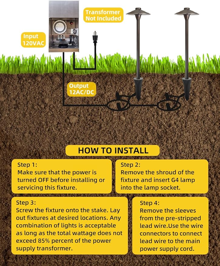 COLOER Brass Low Voltage Walkway Lights for Outside Bronze Finish 2-Pack with LED G4 Bulb,9-17V AC/DC 2W 2700K Warm White Outdoor Landscape Path Lights for Garden,Yard,Sidewalk or Driveway(601B)