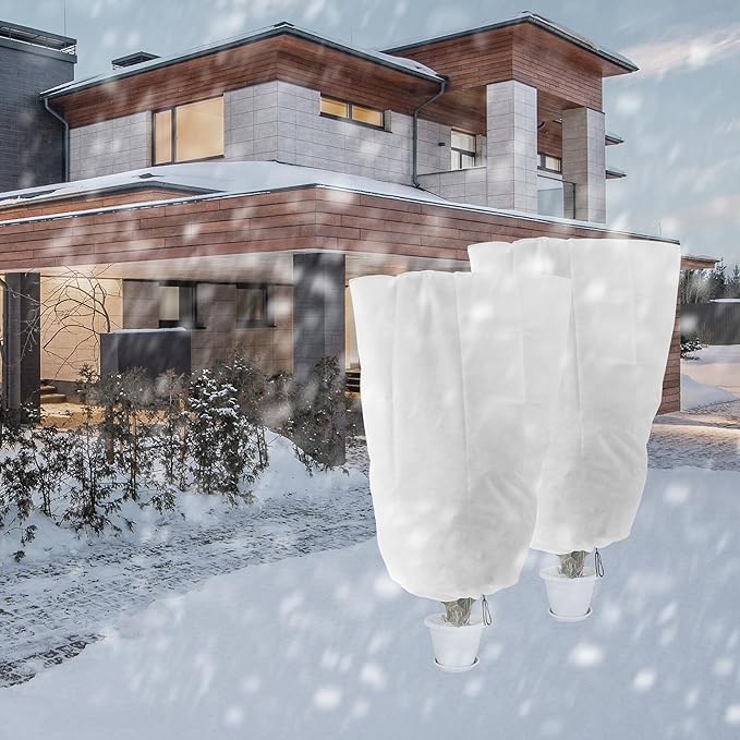Alpurple 4 Packs Winter Zipper Plant Covers - 47" X 31.5" Warm Plant Protection Cover Bags, Frost Cloth Blanket Protecting Fruit Tree Potted Plants from Freezing Animals Eating
