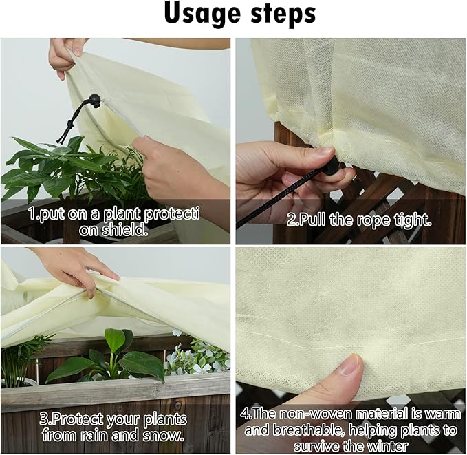 Plant Covers Freeze Protection, Winter Frost Blanket for Flower Pot Plants, for Outdoor Plants Fruit Tree Potted with Drawstrings Latches55x27.5x17.7INCH 2 Pcs