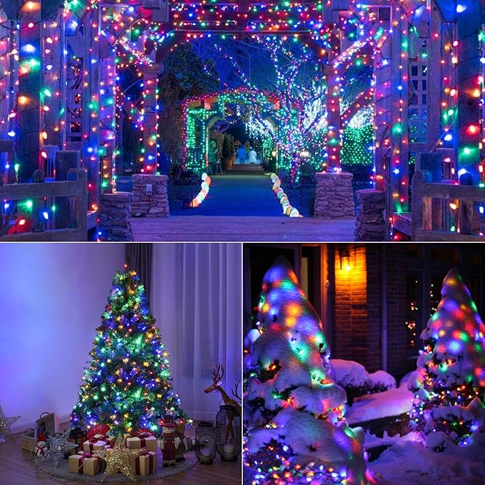 Brizled Colored Christmas Lights, 78.74ft 240 LED String Lights, Plug-in Connectable, 8 Modes Waterproof for Indoor/Outdoor Xmas Party & Decor