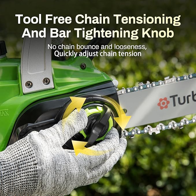 Cordless chainsaw 12 inch, 20V Electric chain saw with 3000RPM Brushless Motor | 4Ah Battery & Charger | Tool-free Tension | Auto Oiler, for Cutting Firewood, Tree Pruning, Trimming, Storm Cleanup