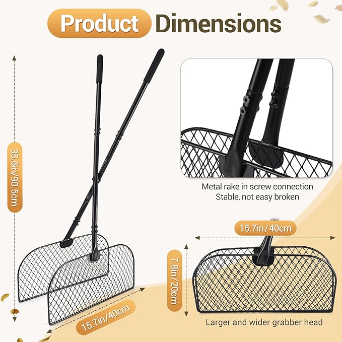 CAROD Leaf Grabber Rake with Long Handle, Lightweight Metal Leaves Rakes, Leaf Collector for Gardening, Leaf and Grass Picker Upper, Efficient and Labor-Saving Yard Rake Leaf Grabber No Bending Over