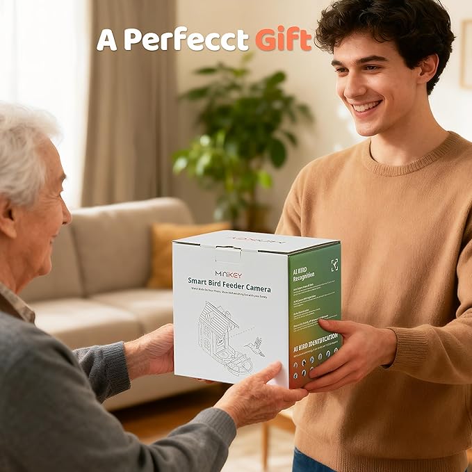 Bird Feeder with Camera Solar Powered in Outdoor Backyard :2K HD Video, AI-Powered Recognition Identifies 11000+ Species, Instant Capture and Notifications,Ideal Gift for Bird Lovers, Moms Dads.