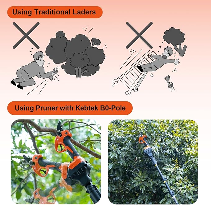 Kebtek Electric Pruning Shears 40mm with 4000mAh Batteries, Battery Power Pruners Cordless 1.6'' Electric Snippers Secateurs Professional Tool for Gardening Heavy Duty