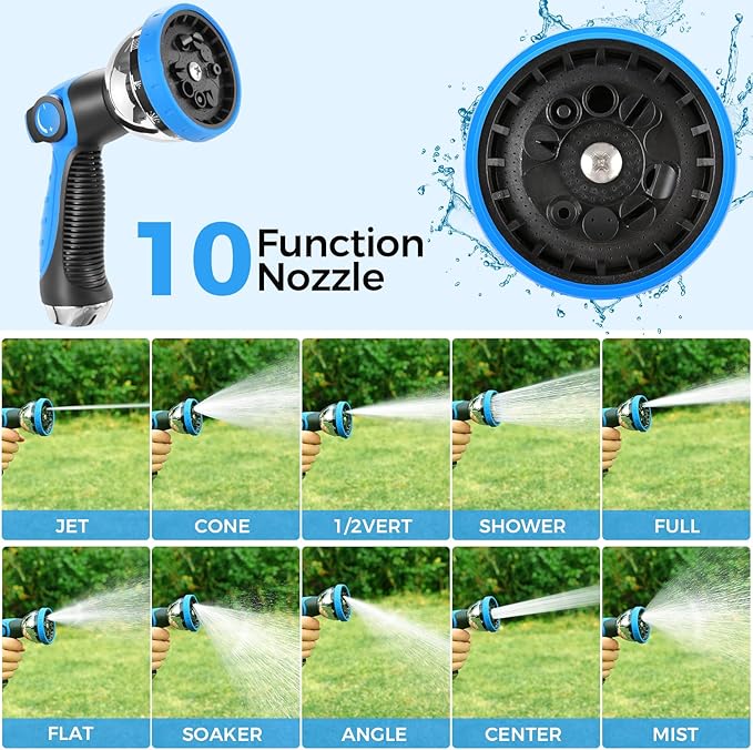 Retractable Garden Hose Reel, 5/8" x 90FT Automatic Retractable Water Hose Reel Wall Mount, with 10- Function Sprayer Nozzle, Any Length Lock/Auto Rewind/180°Swivel