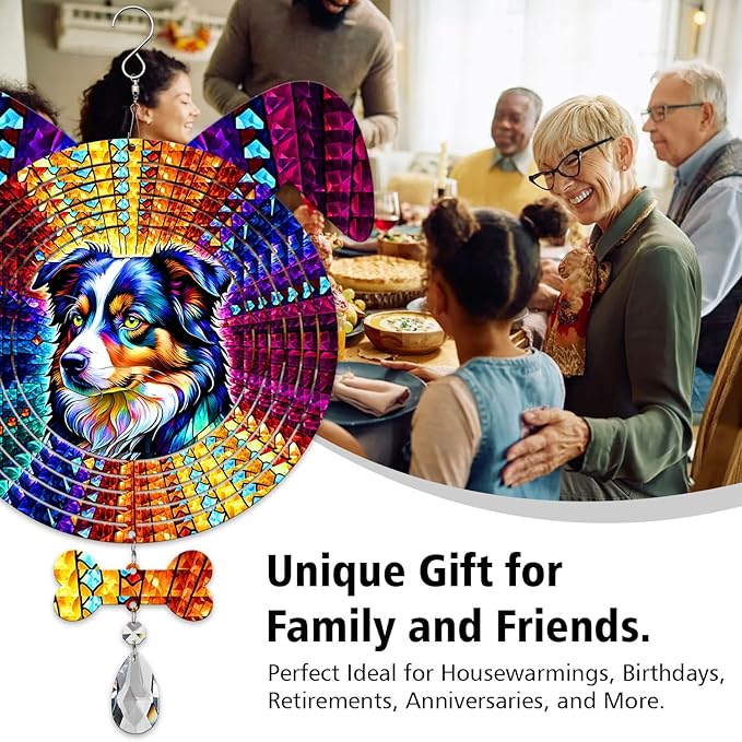 Australian Shepherd Dog Ears Wind Spinner, Australian Shepherd Wind Spinner Hanging for Yard and Garden