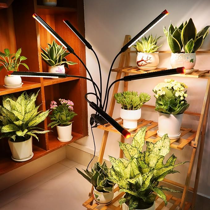 GameChanger! 54W, NOT 15W, 6Head Strong Clip Grow Lights for Indoor Plants with Timer, Best Gift for Plants Lover, LED Plant Growing Lamp for Houseplants, Bonsai, Seed Starting, Seedlings, VEG, Flower