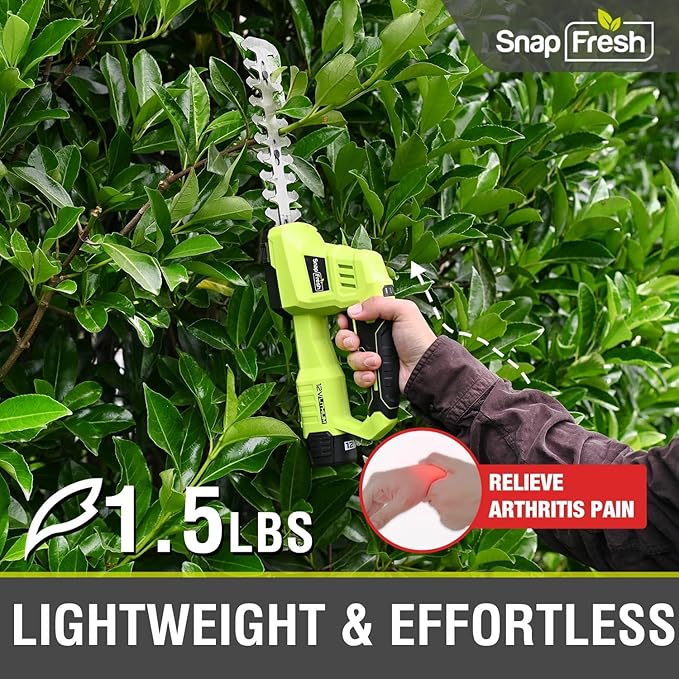 SnapFresh 12V Cordless Grass Shears & Hedge Trimmer, 2 in 1 Handheld Bush Trimmer & Grass Cutter with 2.0Ah Battery & Charger Included, Lightweight Electric Shrubbery Trimmer for Garden & Lawn