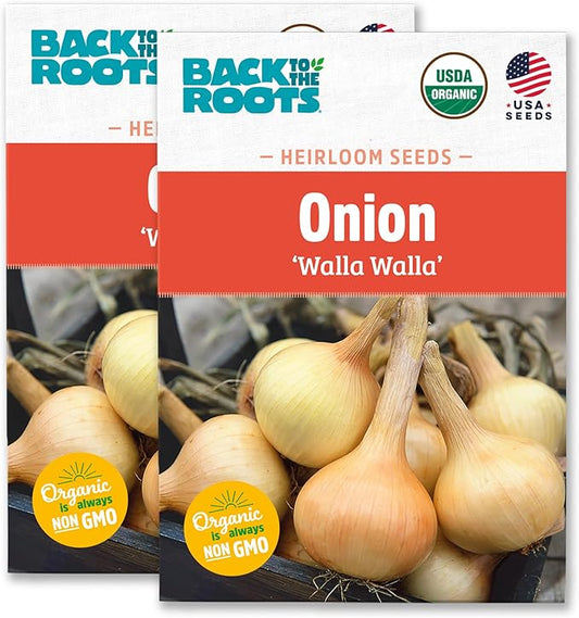 Back to The Roots 100% Organic Heirloom Seeds - Sweet Onion Seeds for Planting Value Pack (280mg Total)