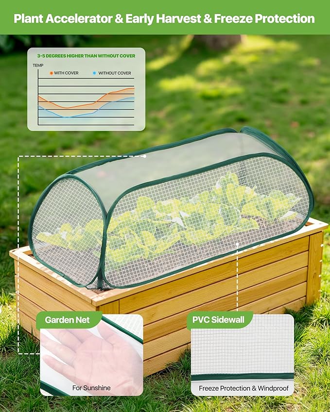 Garden Covers for Raised Beds, Plant Greenhouse Cover for Raised Garden Bed, Freeze Protection Humidity Domes for Gardening Germination and Seedling Propagation, Pest Protection, 2 Pack