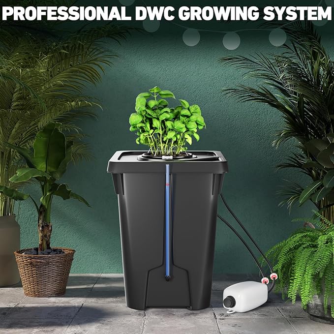 DWC Hydroponics Growing System with Top Drip Kit 7 Gallon Deep Water Culture Bucket System with Air Pump, Air Stone, Air Hose, Recirculating Drip Garden System