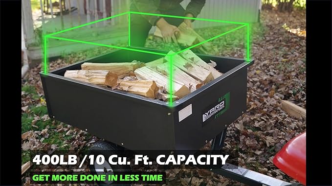 Yard Commander - 400LB Heavy Duty Tow Behind ATV Trailer Steel Dump Cart - 10-Cubic Feet Capacity - Garden Utility Trailer - Trailers with Removable Tailgate for Riding Lawn Mower Tractor