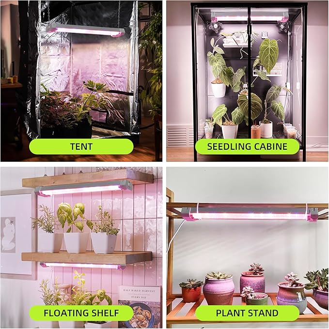 Hlite 16inch Adjustable Full Spectrum Plant Growing Lamps- Linkable Grow Lights for Indoor Plants Plug and Hanging Design with On/Off Switch Timer Hanging Grow Light from Seedling to Flowering,White