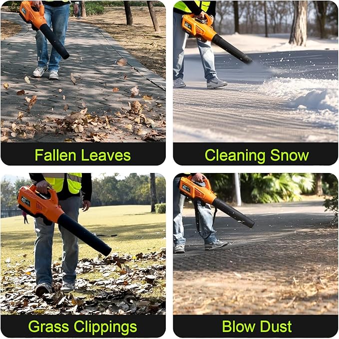 Leaf Blower Cordless with Battery - 40V Powerful Electric Leaf Blower, 600CFM &180MPH and Variable-Speed with 5.0Ah Battery and Charger for Lawn Care, Patio, Dust, Blowing Leaves (Orange)