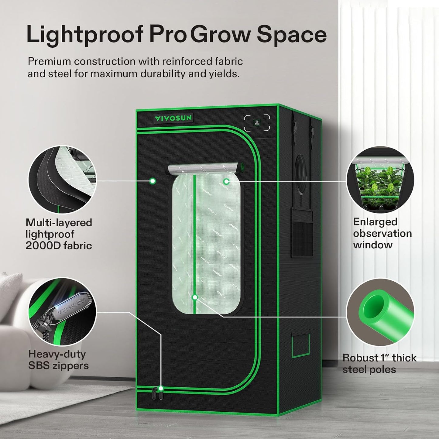 VIVOSUN GIY Plus Smart Grow Tent Kit, 2x2ft 1-Plant System, WiFi-Integrated Automatic Grow System with 2000D Mylar Grow Tent, Full-Spectrum Programmable Grow Light, Enhanced Ventilation & Circulation