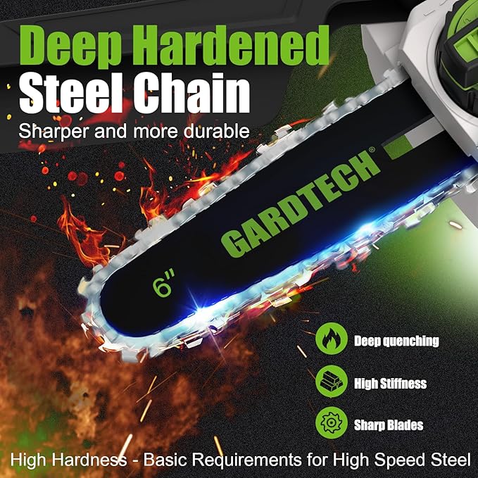 Gardtech 20V MAX* Brushless Cordless Pole Saw + 6 Inch Mini Chainsaw Cordless, 99-inch Max Reach & Multi-Angle for Tree Branches Pruning, Wood Cutting(2.0Ah Battery and Charger Included)