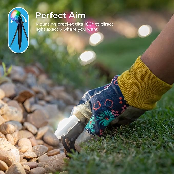 Enbrighten Vibe Eternity Landscape Lights, 33ft, 8 RGBWIC LEDs, Weatherproof, Perfect for Garden, Pathway, and Home Exterior Lighting, Smart App Control, Compatible with Alexa, Google Home, 83789