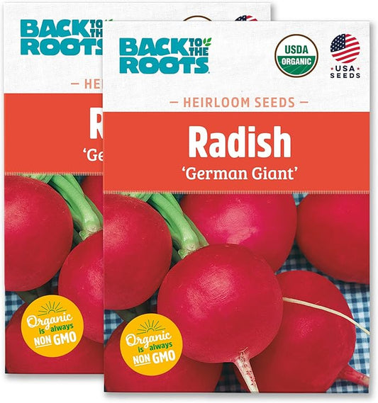 Back to The Roots 100% Organic Heirloom Seeds - 'Stuttgart Red Giant' Radish Value Pack (2.8g Total)