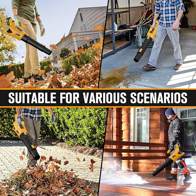 Leaf Blower Cordless 21V 500CFM Powerful Electric Leaf Blower with (2) 4.0Ah Batteries and Charger, Variable-Speed, Handheld Rechargeable Battery Powered Blowers for Lawn Care, Yard Clearance, Leaves