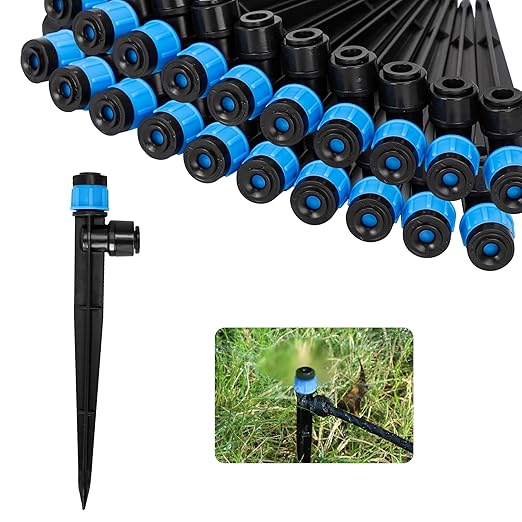 MIXC Quick Connector Drip Emitters for 1/4" Tubing, Adjustable Flow, 360° Fan-Shaped Sprayer (Drip Emitter Vortex, 20 Packs)