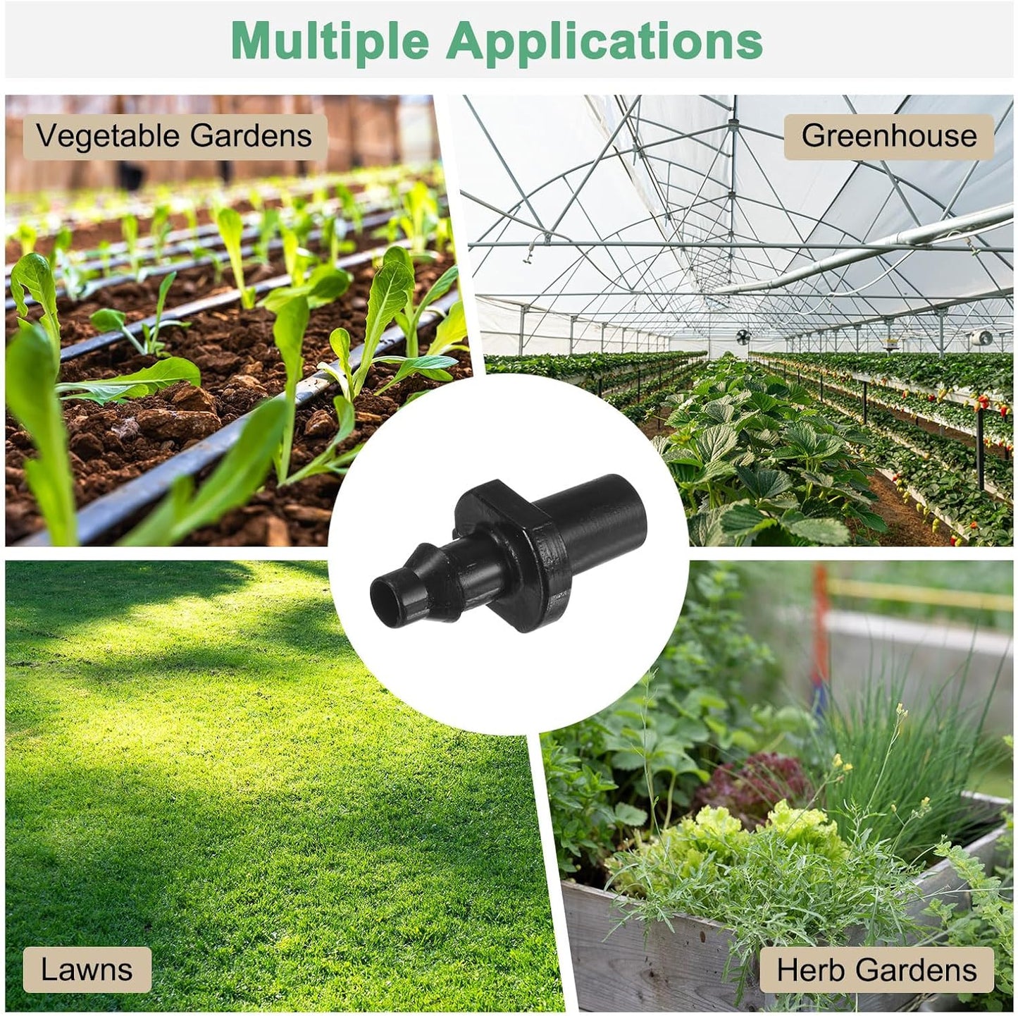 25-Pack Drip Irrigation Barbed Fittings, for 1/4 Inch Tubing Flat Connector Plastic Coupling Irrigation Parts for Garden/Greenhouse/Aquarium/Flower Pot, Drip Pipe Accessories