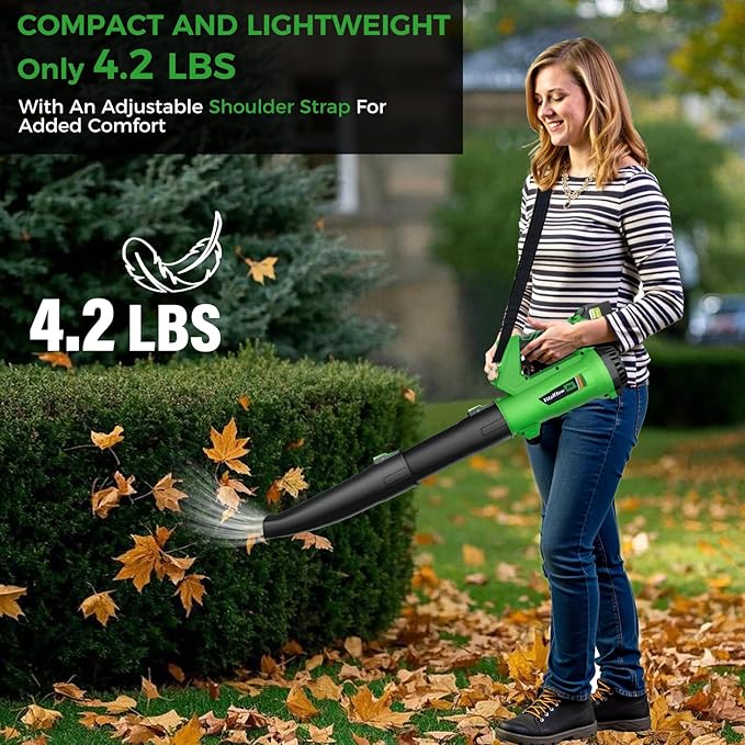 Cordless Leaf Blower with 2× 6.0Ah Batteries and Charger, 540CFM/170MPH Battery Powered Leaf Blower, 6 Speeds, Lightweight Electric Leaf Blowers for Lawn Care, Patio, Dust and Leaves Cleaning 2025