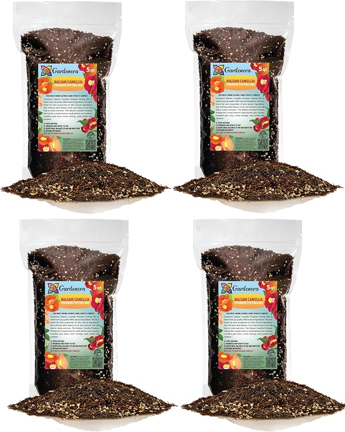 Gardenera Premium Balsam Camellia Potting Soil Mix - Perfect Balance of Nutrients, Drainage, and Aeration for Thriving Blooms - 20 Quart